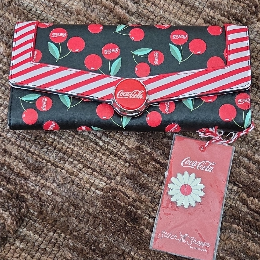 Loungefly Black and Red Cherry Pattern Wallet